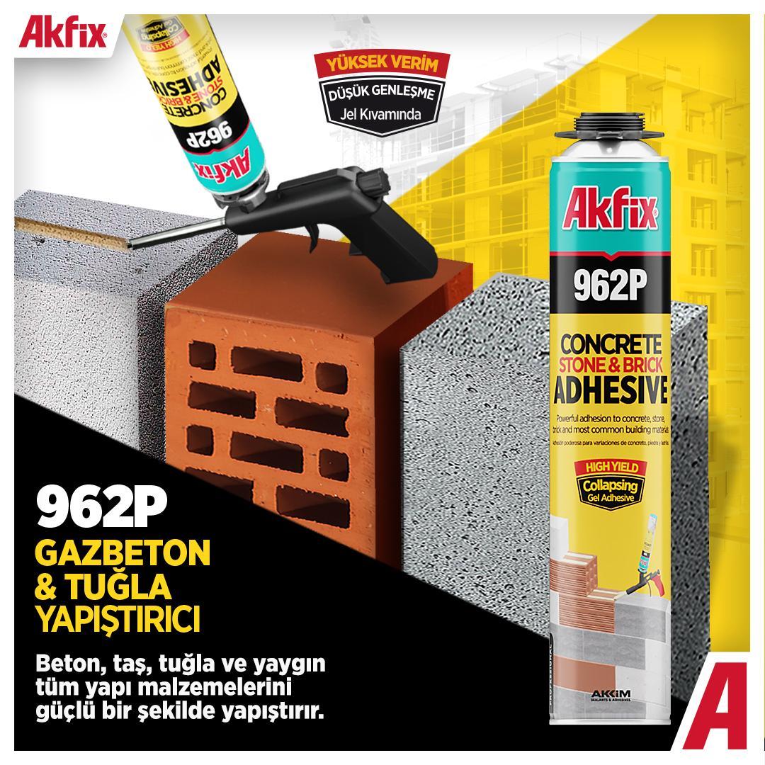 Akfix 962P Gazbeton ve Tuğla PU Yapıştırıcı 800 ml uygulama örneği