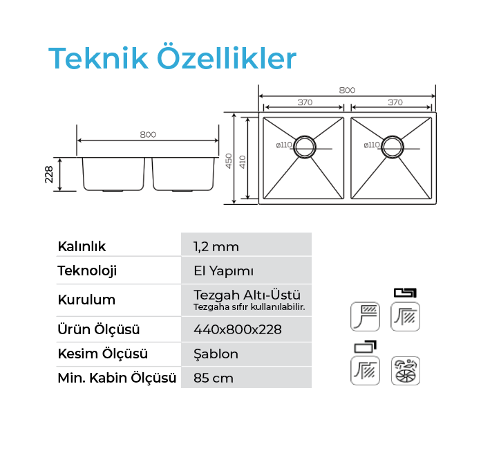 Crauf Stella Duo 4580 Evye Çift Gözlü 80x45 cm Imperial Gold (İpeksi Altın) uygulama örneği