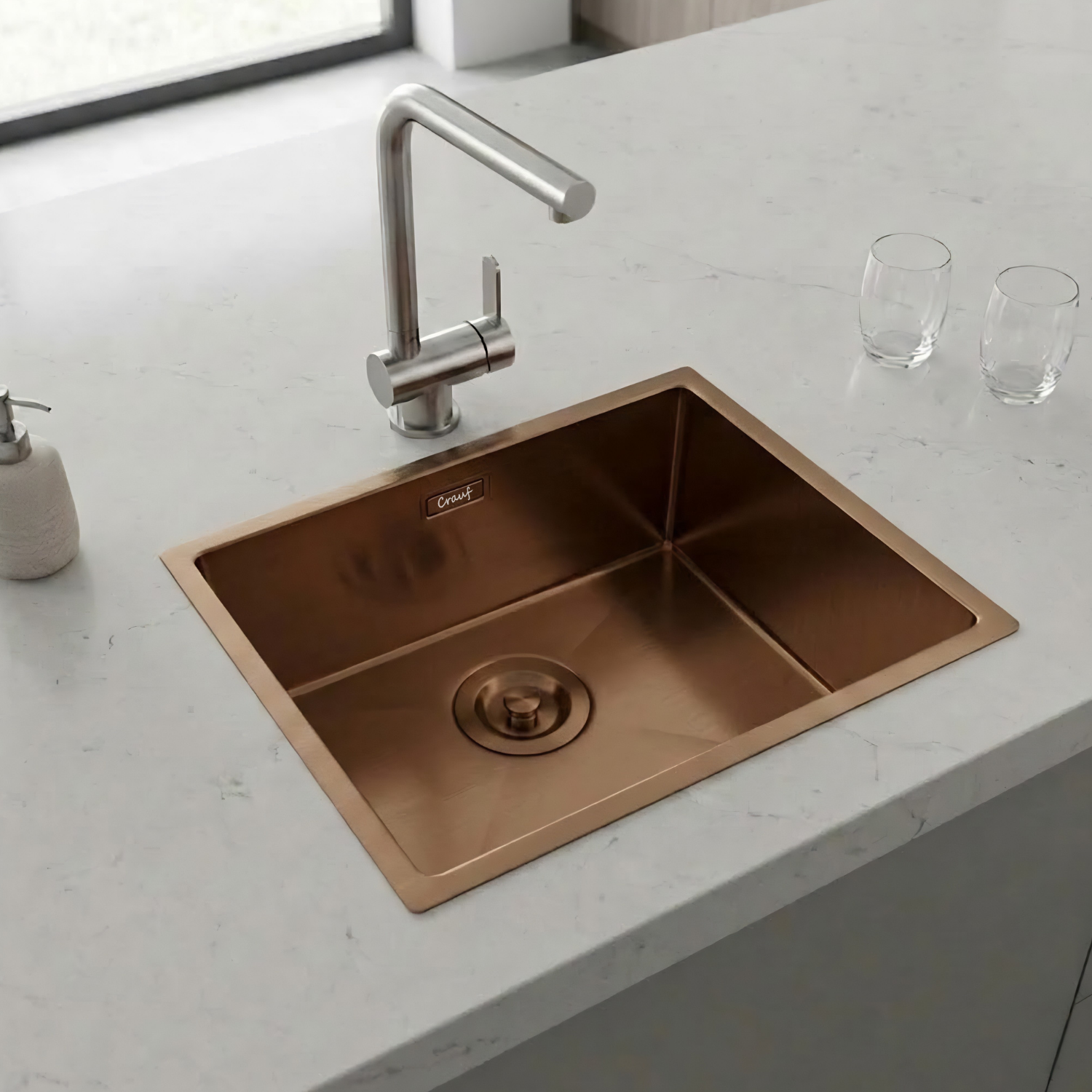 Crauf Stella 4444 Evye Tek Gözlü 44x44 cm Royal Bronze (Bakır) uygulama örneği