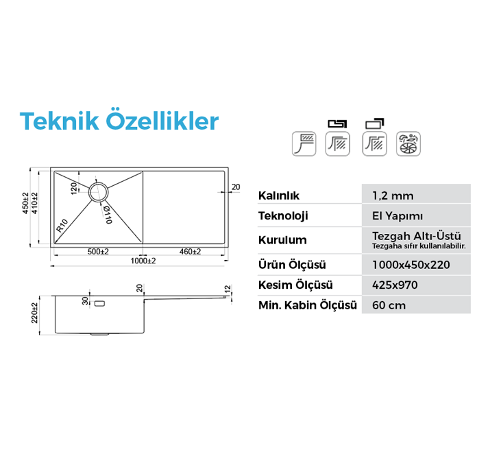 Crauf Via Bella 6074 Evye Tek Gözlü Sağ Damlalıklı 100x45 cm Imperial Gold (İpeksi Altın) uygulama örneği