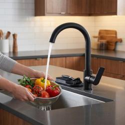 Fleko Mob Kuğu Lavabo Bataryası Mat Siyah uygulama örneği