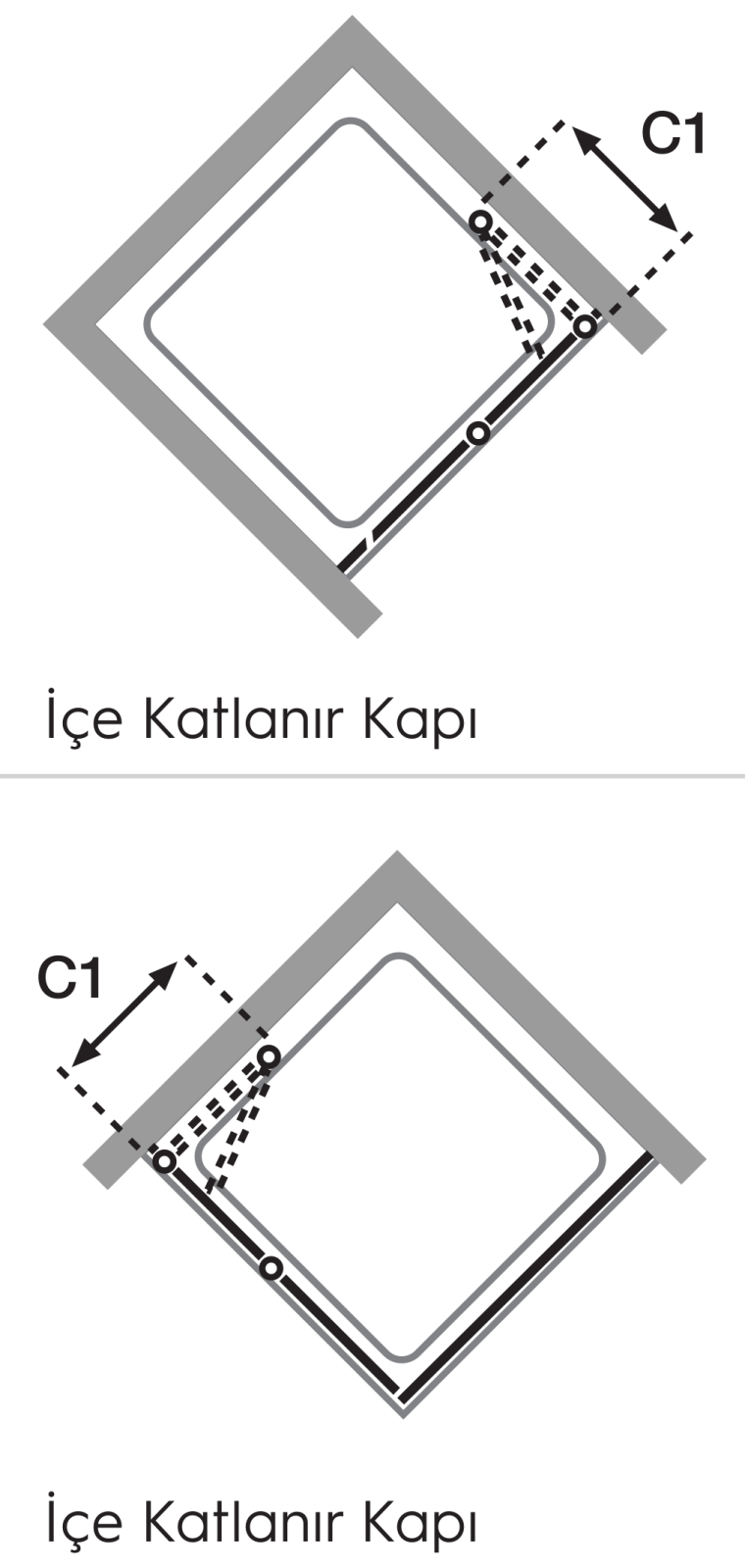 Hüppe Design Pure AKT C SOLO T Ön Cephe Duşakabin uygulama örneği