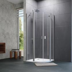 Hüppe Design Pure SAK O DUAL T Oval Köşe Duşakabin — 92-101 cm, Siyah Profil, Kumlama