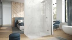 Hüppe Aura Pure SAK S T Walk-in Duşakabin — 119-131 cm, Parlak Gümüş, Güvenlik Filmli