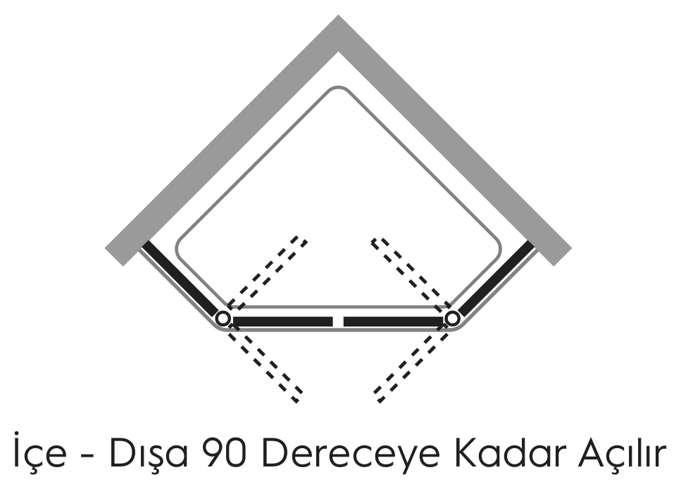 Hüppe X0 SAK B DUAL T Beşgen Duşakabin uygulama örneği