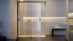 Hüppe Vita KY S K1S1 T WALK-IN Duşakabin — 122-161 cm, Mat Beyaz, Şeffaf Cam