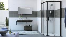 Hüppe Design Pure EE KY O K2S2 T Oval Köşe Duşakabin — 79-101 cm, Mat Gümüş, Şeffaf Cam
