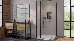 Hüppe Qube SAK C SOLO T Ön Cephe Duşakabin — 102-131 cm, Siyah, Dijital Desen