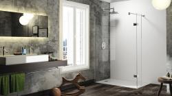Hüppe Solva SAK S T WALK-IN Duşakabin — 122-151 cm, Siyah, Şeffaf Cam