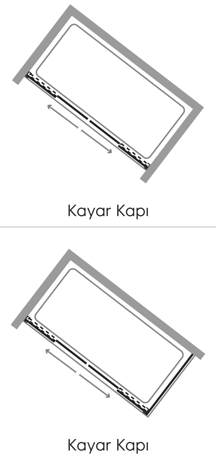 Hüppe X0 KY C K2S2 T Ön Cephe Çift Kayar Kapı Ön Cephe Duşakabin uygulama örneği