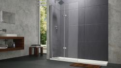 Hüppe Design Pure AKT S T Walk-in Duşakabin — 99-121 cm, Parlak Gümüş, Güvenlik Filmli