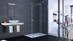 Hüppe Xtensa KY S K1S1 T WALK-IN Güvenlik Filmli Duşakabin — 122-151 cm, Mat Beyaz, Extra Clear