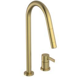 Ideal Standard Gusto Mutfak Armatürü 298x464 mm, 240 mm çıkış ucu projeksiyonu, 6.2 l/min (3 bar) Fırçalanmış Altın