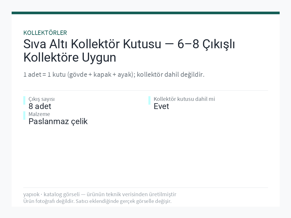 Sıva Altı Kollektör Kutusu — 6–8 Çıkışlı Kollektöre Uygun