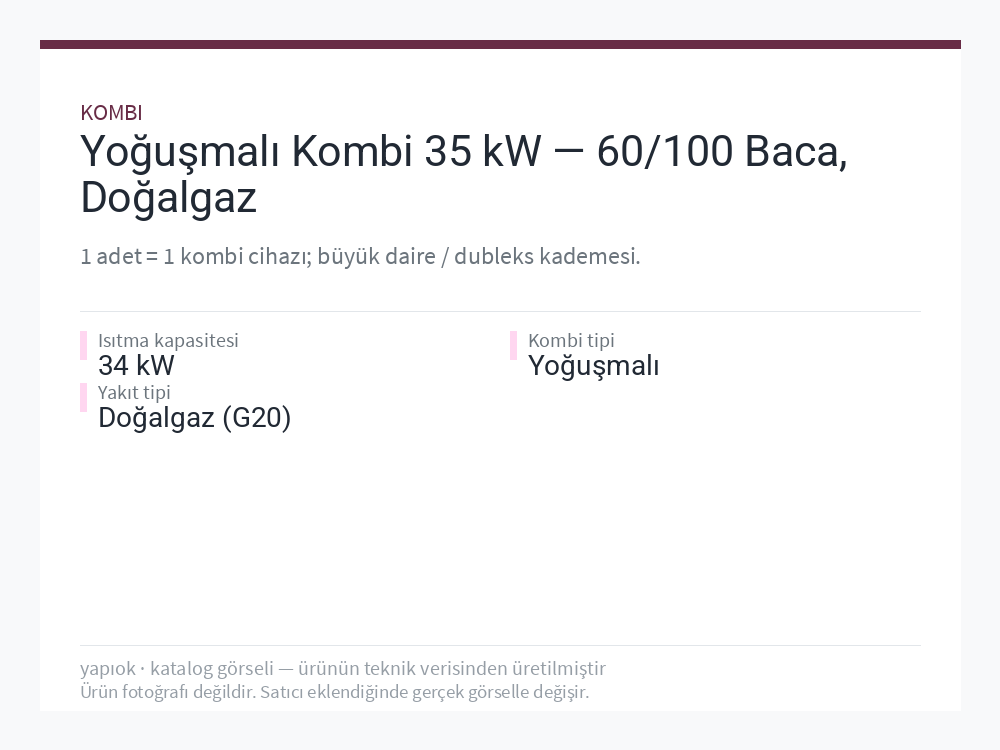 Yoğuşmalı Kombi 35 kW — 60/100 Baca, Doğalgaz