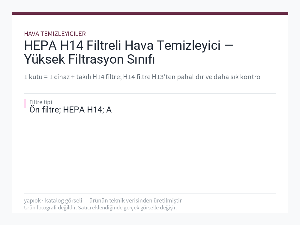 HEPA H14 Filtreli Hava Temizleyici — Yüksek Filtrasyon Sınıfı