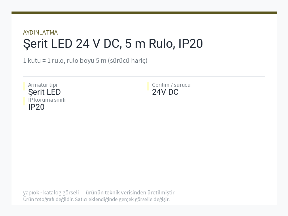 Şerit LED 24 V DC, 5 m Rulo, IP20
