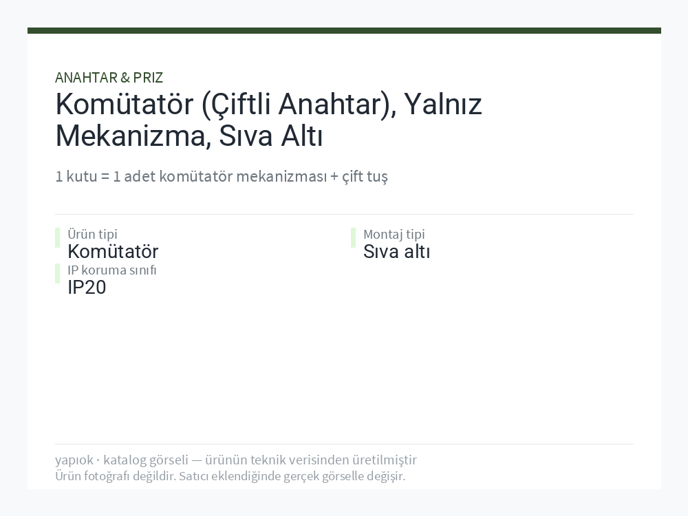 Komütatör (Çiftli Anahtar), Yalnız Mekanizma, Sıva Altı
