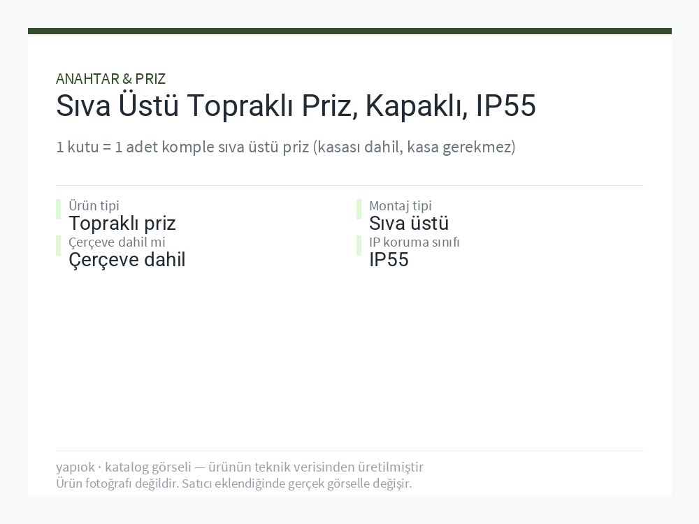 Sıva Üstü Topraklı Priz, Kapaklı, IP55