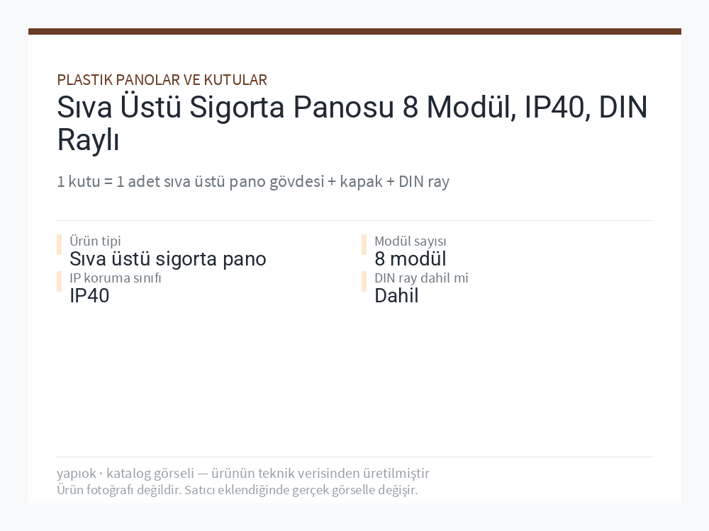 Sıva Üstü Sigorta Panosu 8 Modül, IP40, DIN Raylı