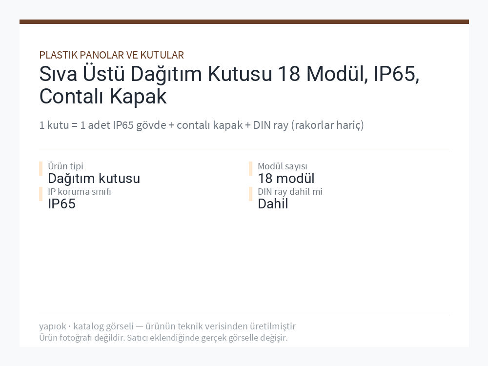 Sıva Üstü Dağıtım Kutusu 18 Modül, IP65, Contalı Kapak