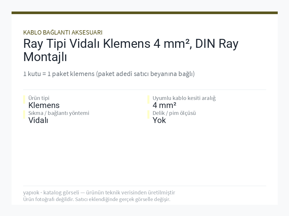 Ray Tipi Vidalı Klemens 4 mm², DIN Ray Montajlı