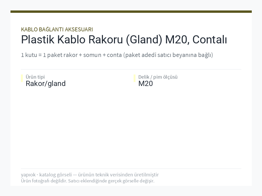Plastik Kablo Rakoru (Gland) M20, Contalı