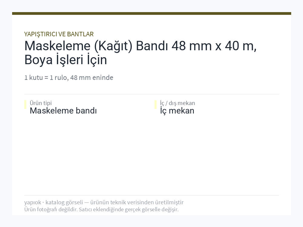 Maskeleme (Kağıt) Bandı 48 mm x 40 m, Boya İşleri İçin