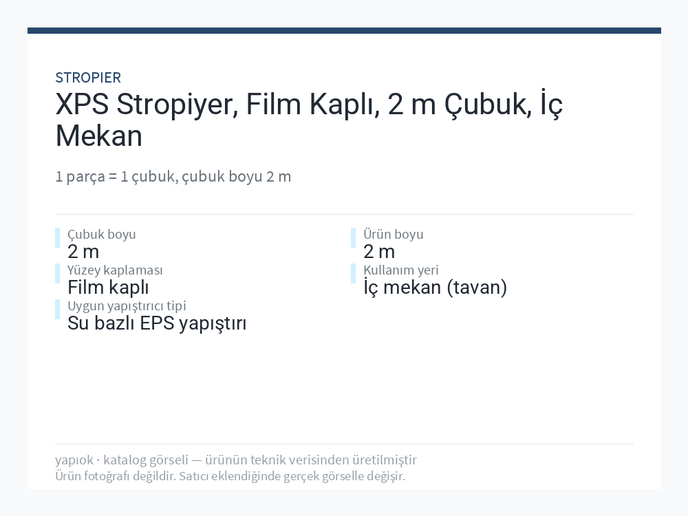 XPS Stropiyer, Film Kaplı, 2 m Çubuk, İç Mekan