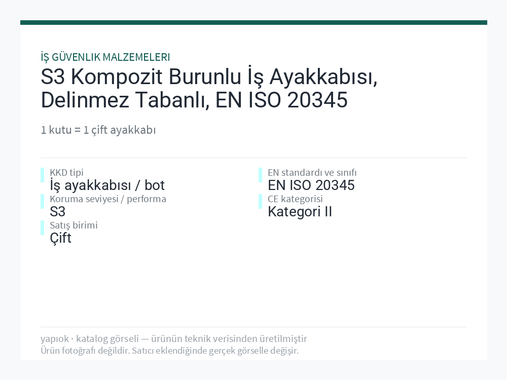 S3 Kompozit Burunlu İş Ayakkabısı, Delinmez Tabanlı, EN ISO 20345