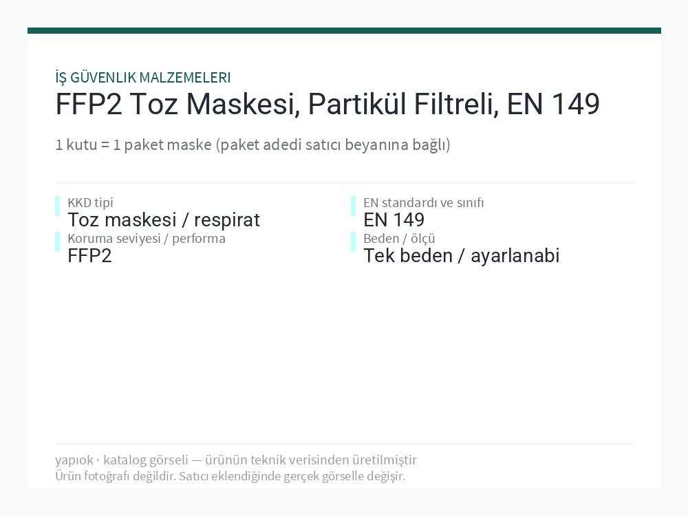 FFP2 Toz Maskesi, Partikül Filtreli, EN 149