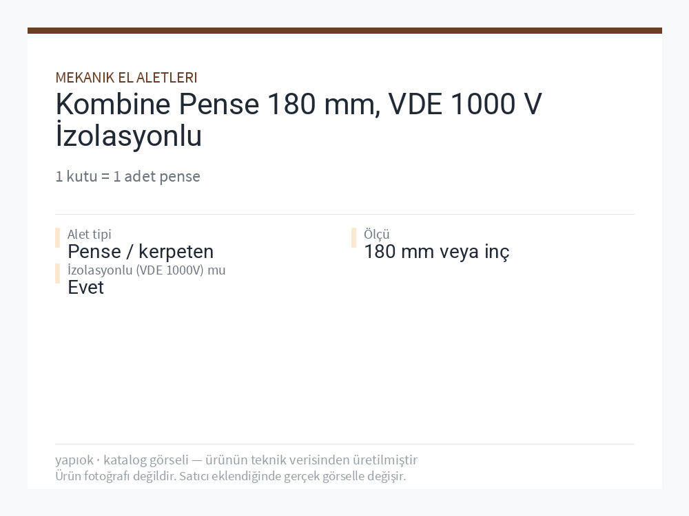 Kombine Pense 180 mm, VDE 1000 V İzolasyonlu