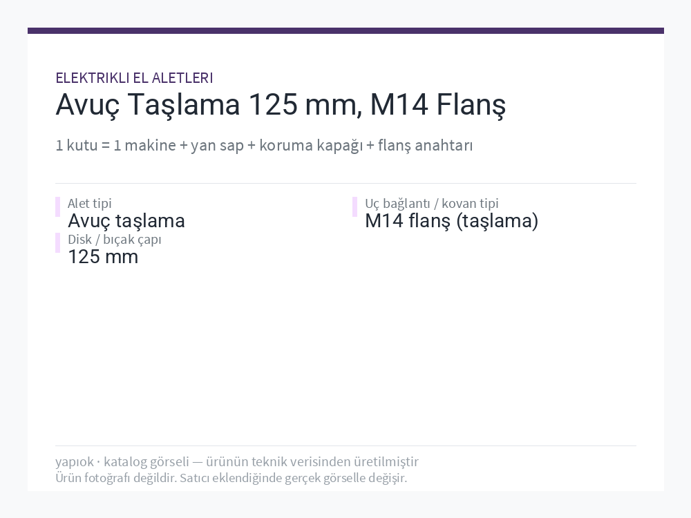 Avuç Taşlama 125 mm, M14 Flanş