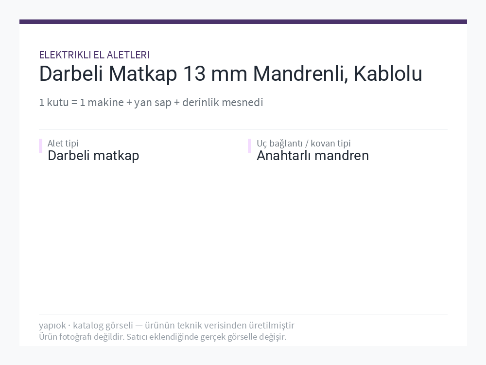 Darbeli Matkap 13 mm Mandrenli, Kablolu