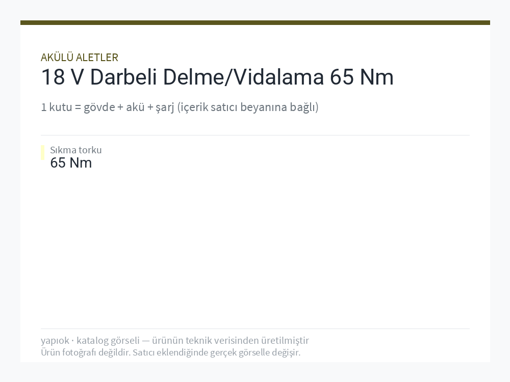 18 V Darbeli Delme/Vidalama 65 Nm