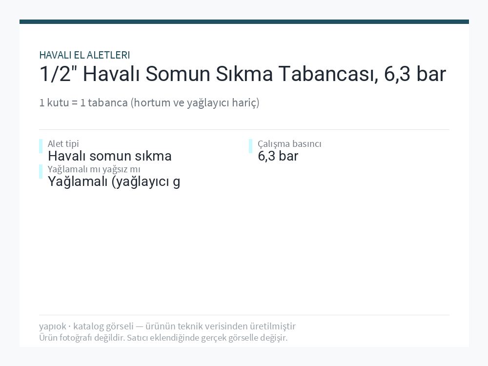 1/2" Havalı Somun Sıkma Tabancası, 6,3 bar
