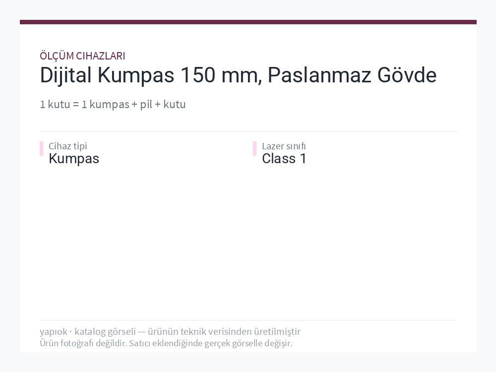 Dijital Kumpas 150 mm, Paslanmaz Gövde