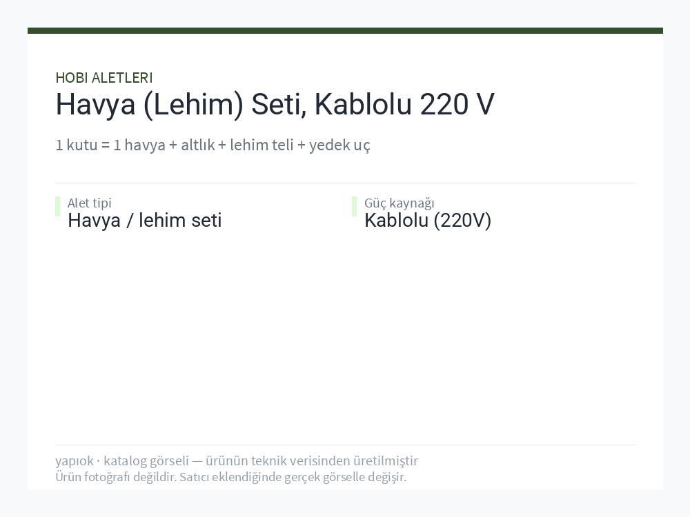 Havya (Lehim) Seti, Kablolu 220 V