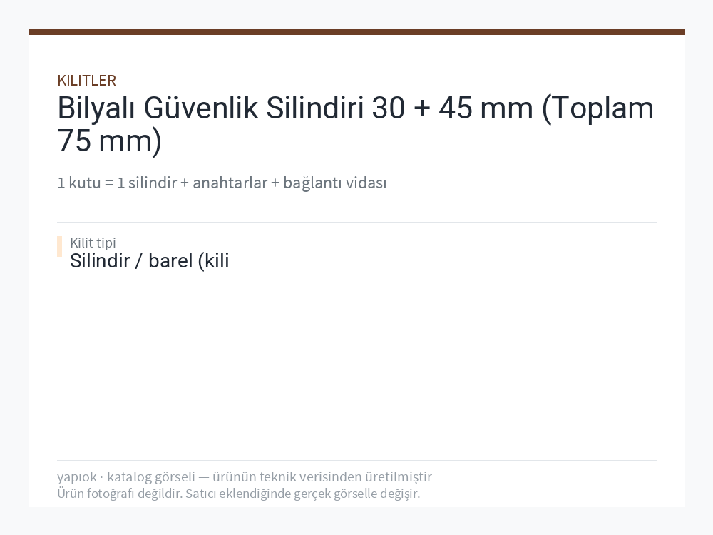 Bilyalı Güvenlik Silindiri 30 + 45 mm (Toplam 75 mm)