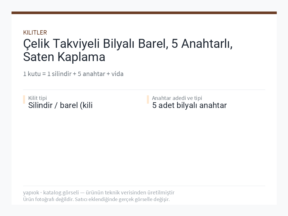 Çelik Takviyeli Bilyalı Barel, 5 Anahtarlı, Saten Kaplama
