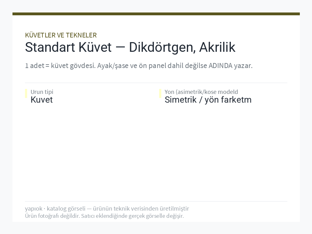 Standart Küvet — Dikdörtgen, Akrilik