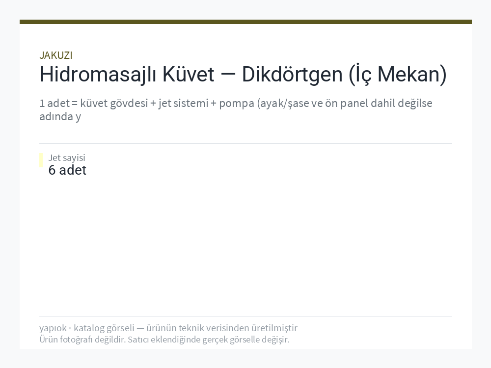 Hidromasajlı Küvet — Dikdörtgen (İç Mekan)