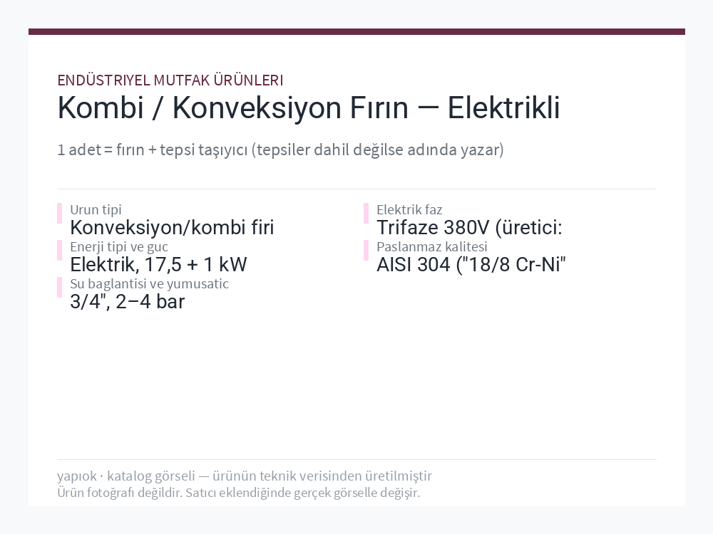 Kombi / Konveksiyon Fırın — Elektrikli