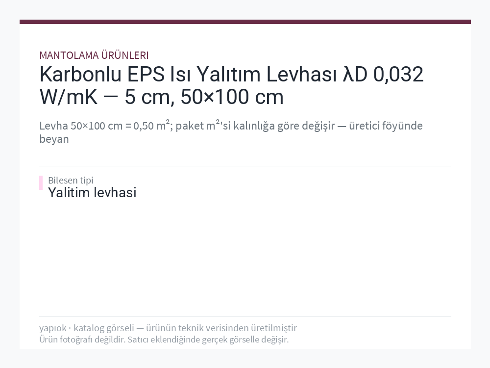 Karbonlu EPS Isı Yalıtım Levhası λD 0,032 W/mK — 5 cm, 50×100 cm