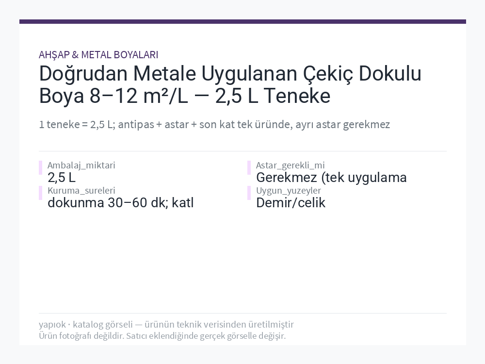 Doğrudan Metale Uygulanan Çekiç Dokulu Boya 8–12 m²/L — 2,5 L Teneke