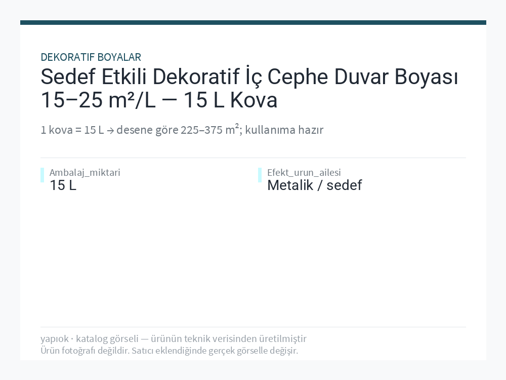 Sedef Etkili Dekoratif İç Cephe Duvar Boyası 15–25 m²/L — 15 L Kova