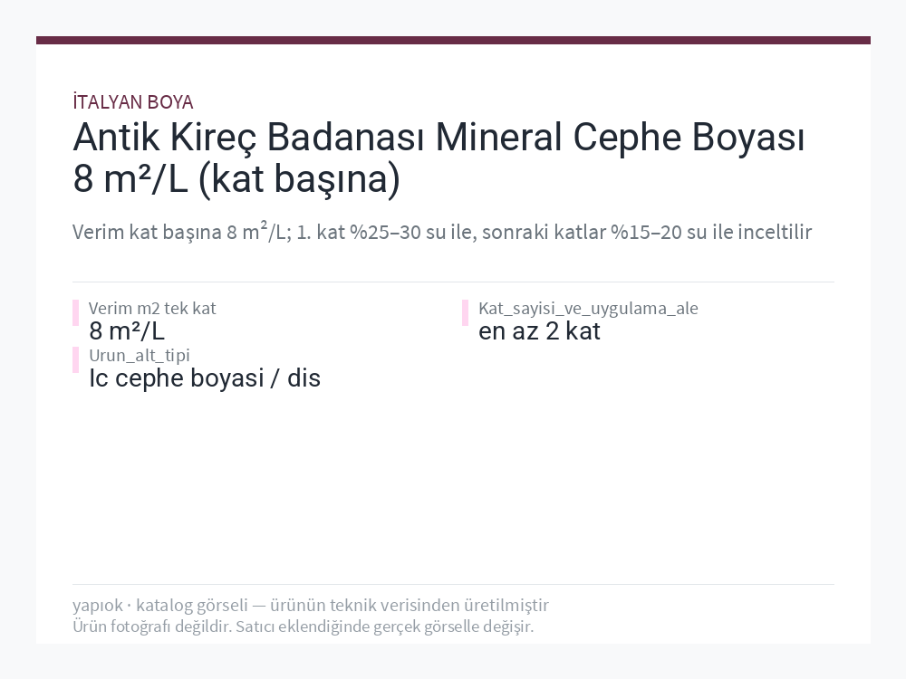 Antik Kireç Badanası Mineral Cephe Boyası 8 m²/L (kat başına)