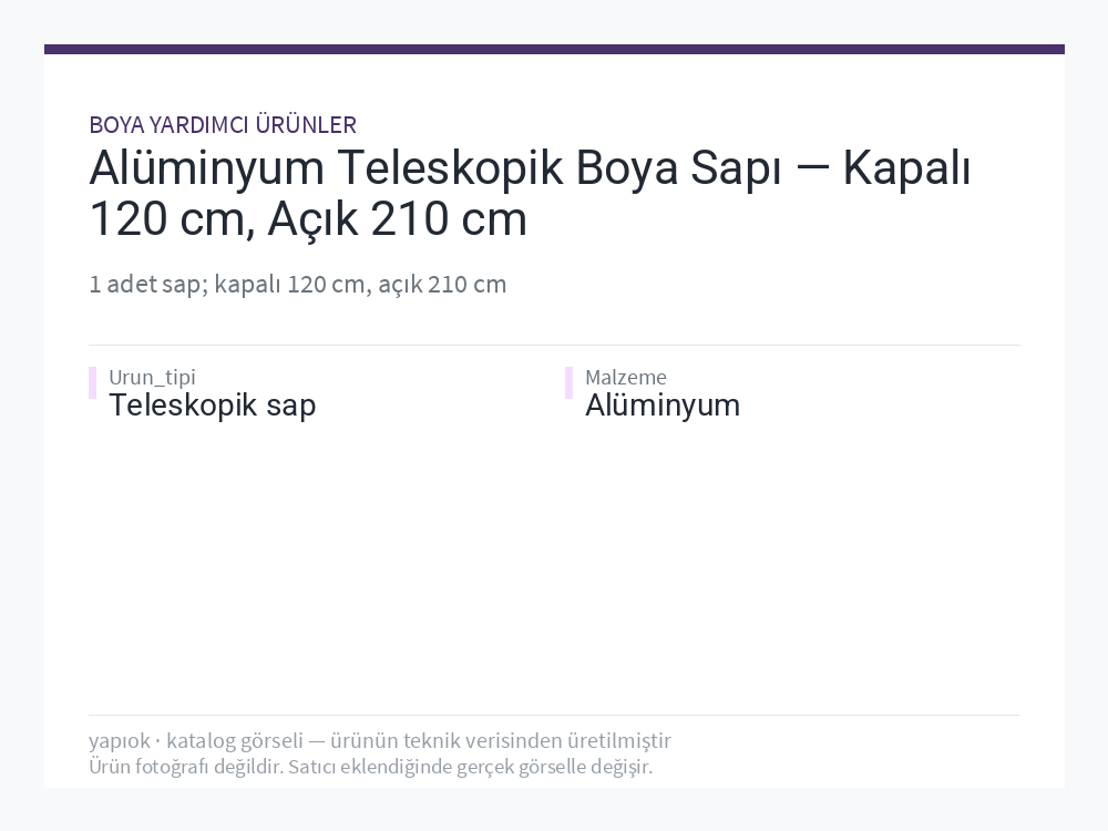 Alüminyum Teleskopik Boya Sapı — Kapalı 120 cm, Açık 210 cm