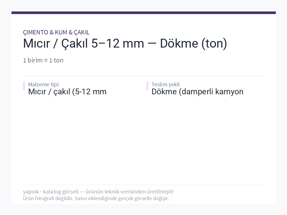 Mıcır / Çakıl 5–12 mm — Dökme (ton)