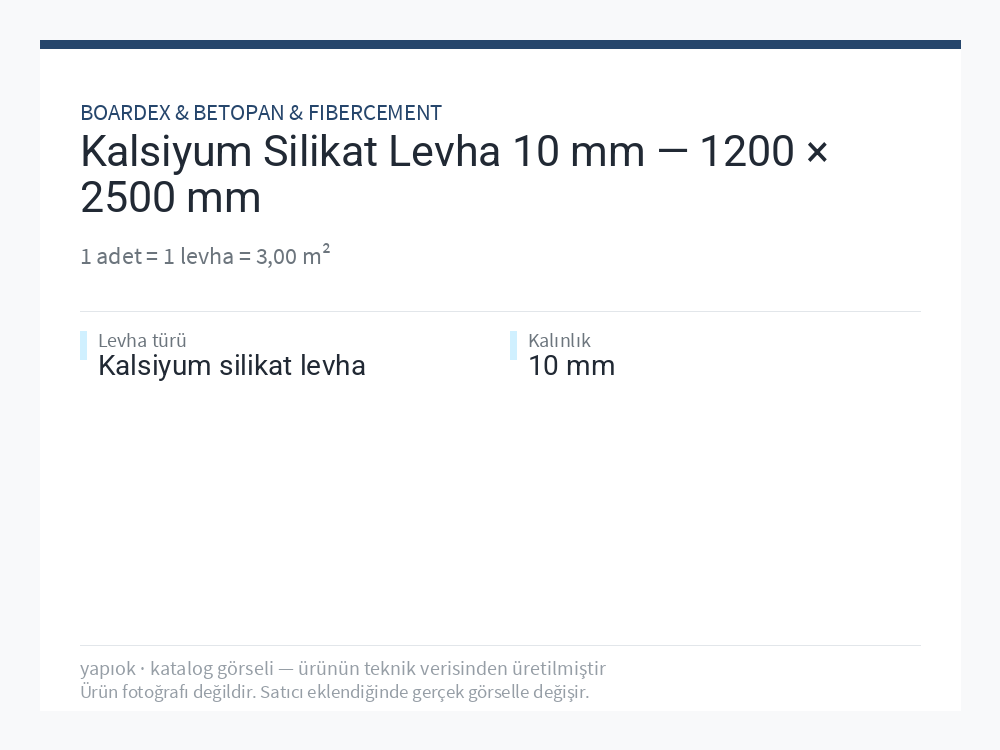 Kalsiyum Silikat Levha 10 mm — 1200 × 2500 mm